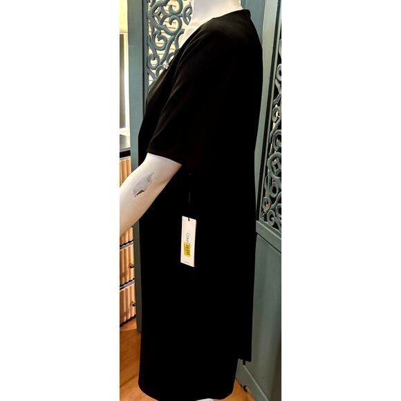 NWT Calvin Klein Black Dress w/Rhinestone Floral Spray on Bodice-Dillard's-16W - Picture 6 of 11